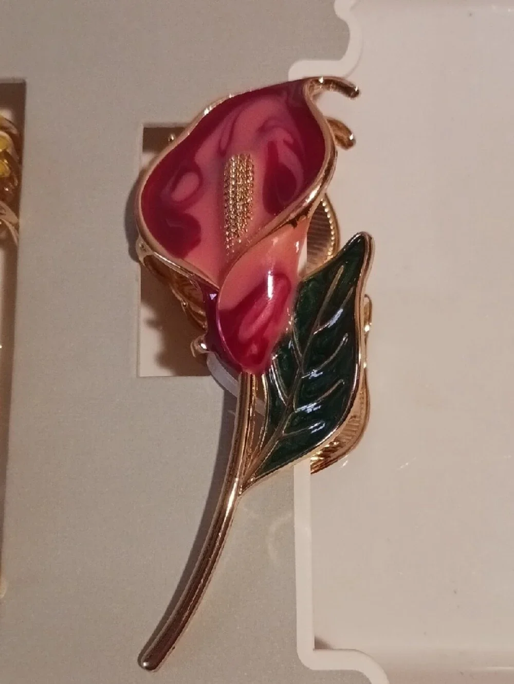 Gorgeous! Gold-Tone Floral Hairclips Yellow Sunflower & Pink Calla 🌻🌷🌺🌻